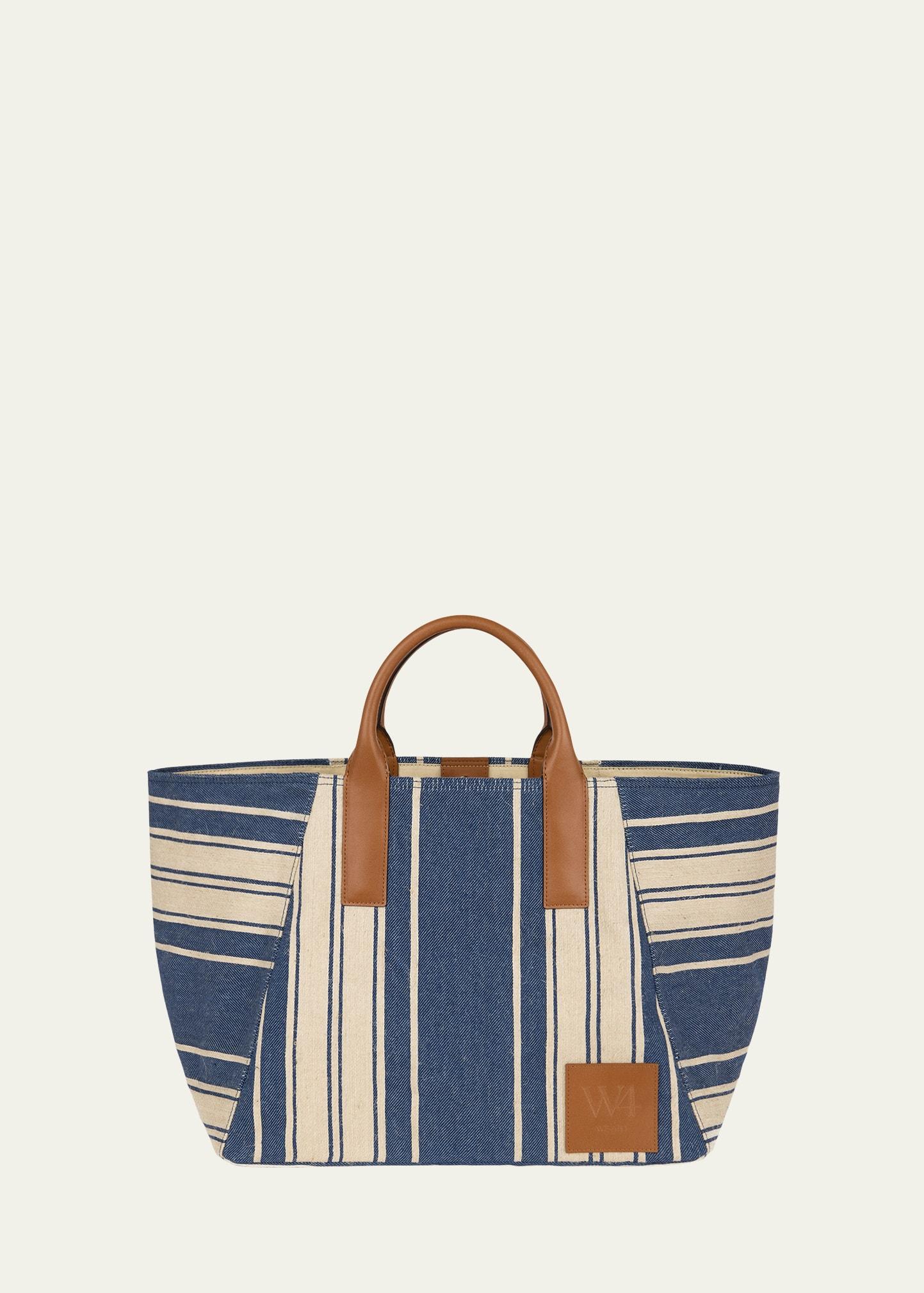 the riviera striped canvas tote bag