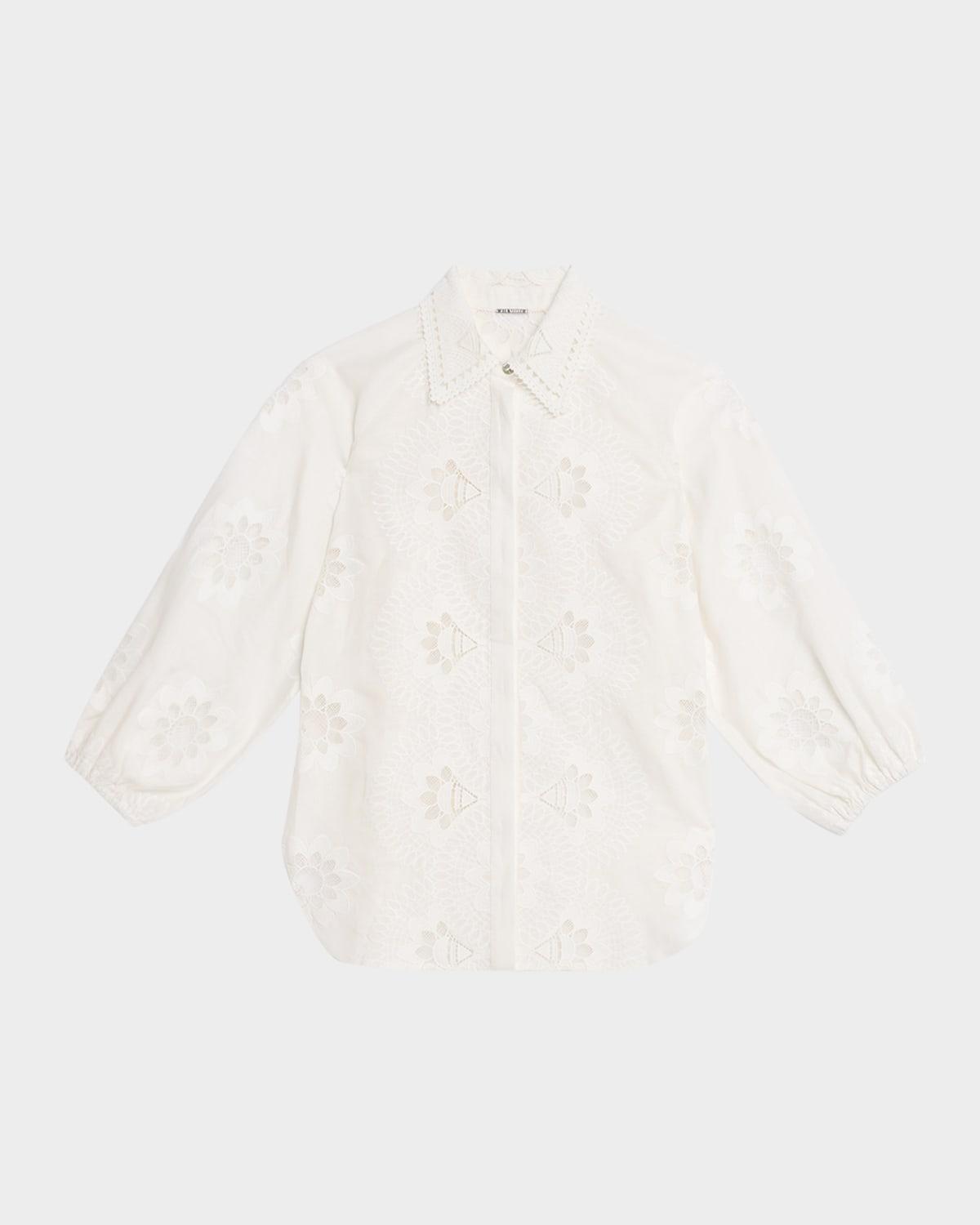 the romy embroidered button-down blouse