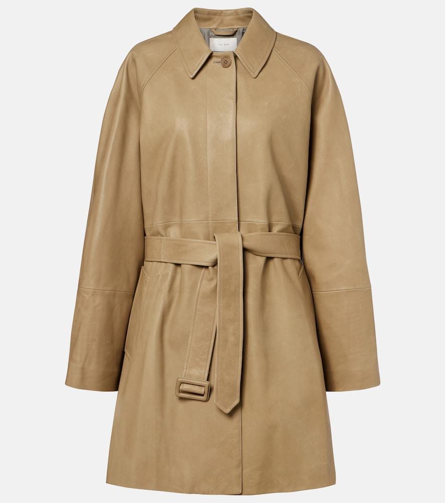 the row amaya belted leather car coat