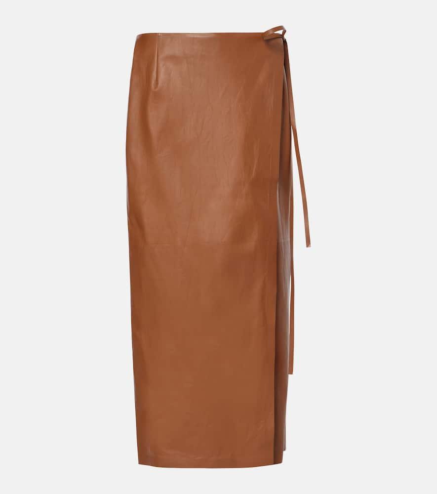 the row bert leather wrap skirt