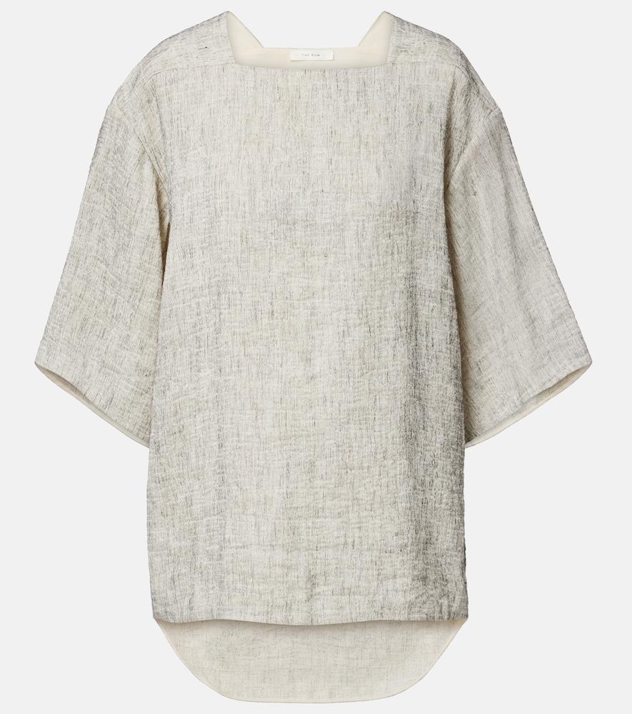 the row hamza linen and silk top