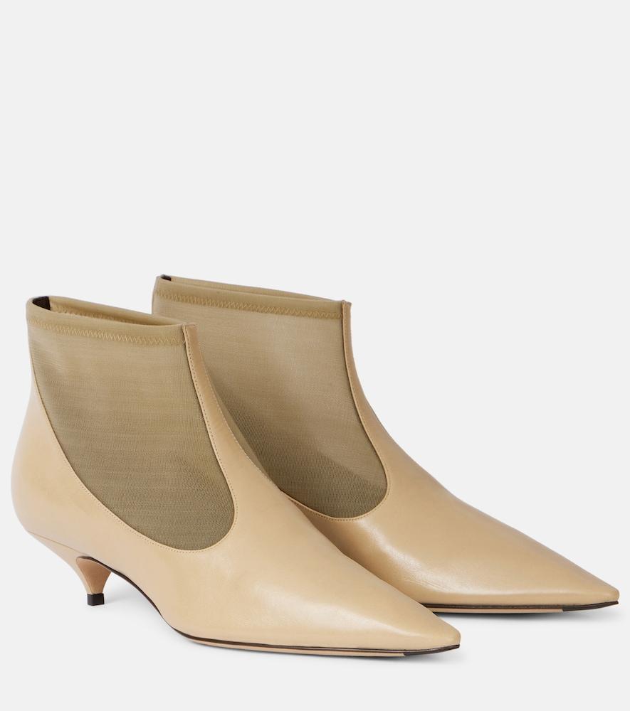 the row leather and mesh ankle boots