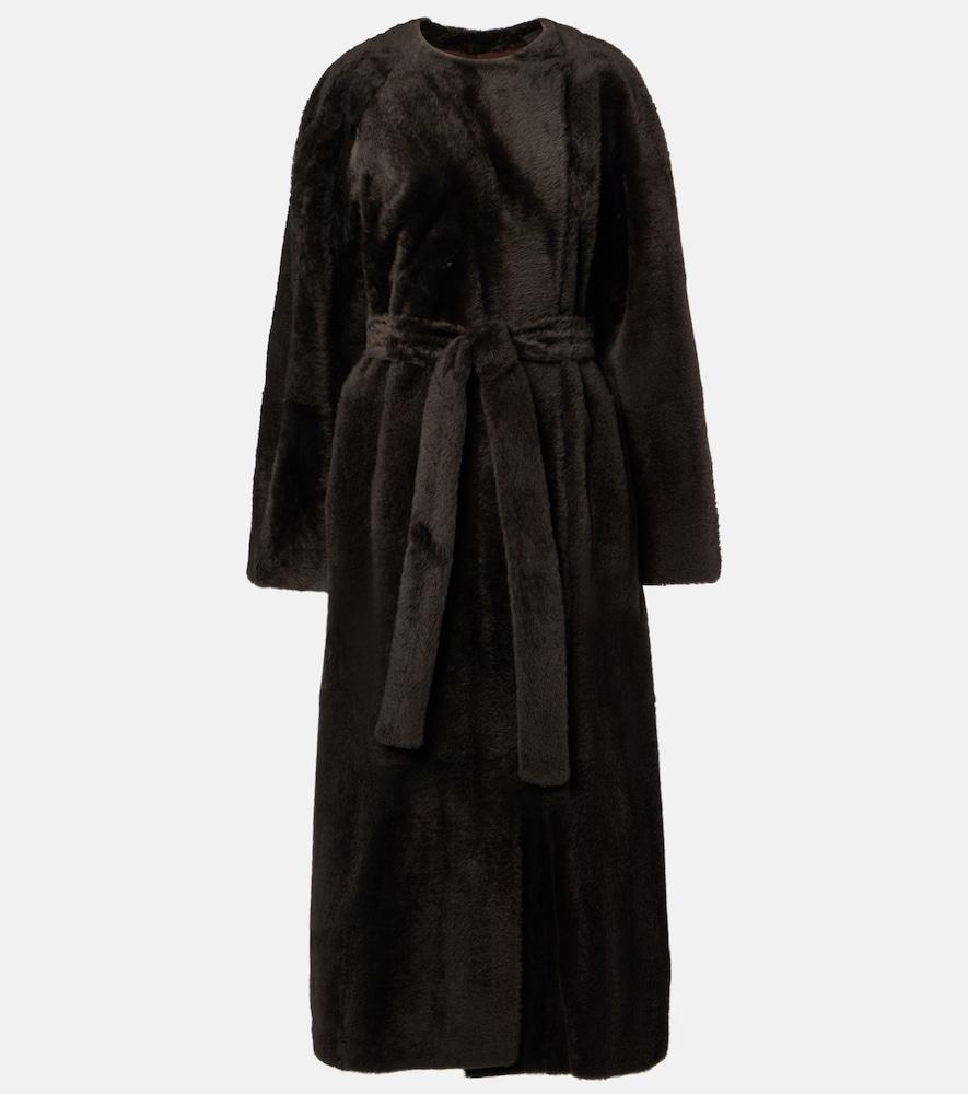 the row madelina belted shearling coat