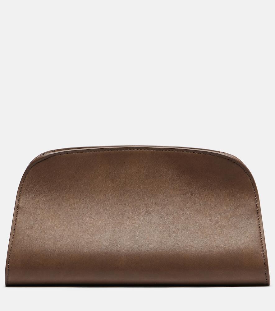 the row peggy small leather clutch