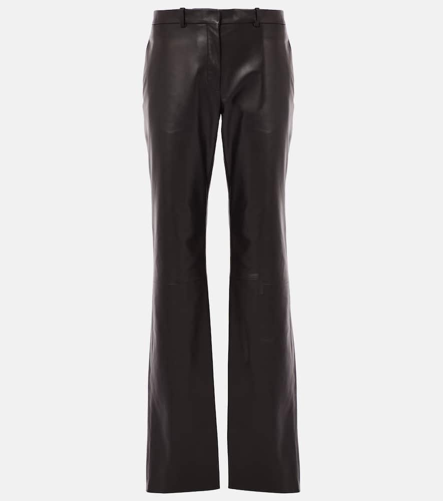 the row selviese leather straight pants