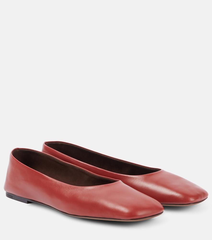 the row square leather ballet flats