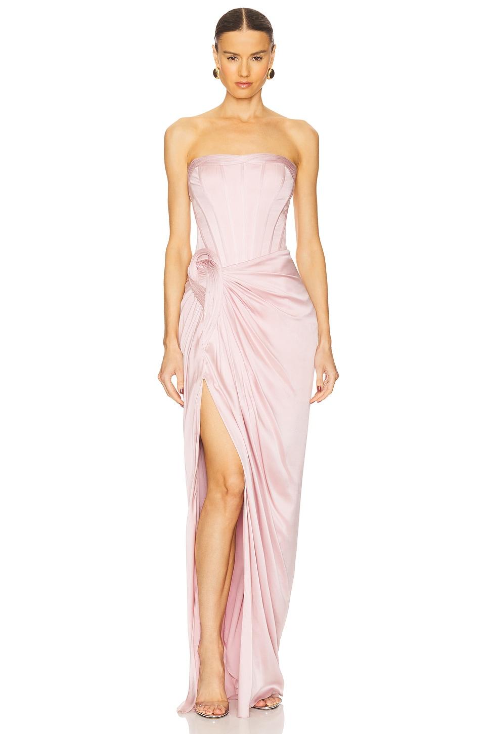 the roz corseted draped gown