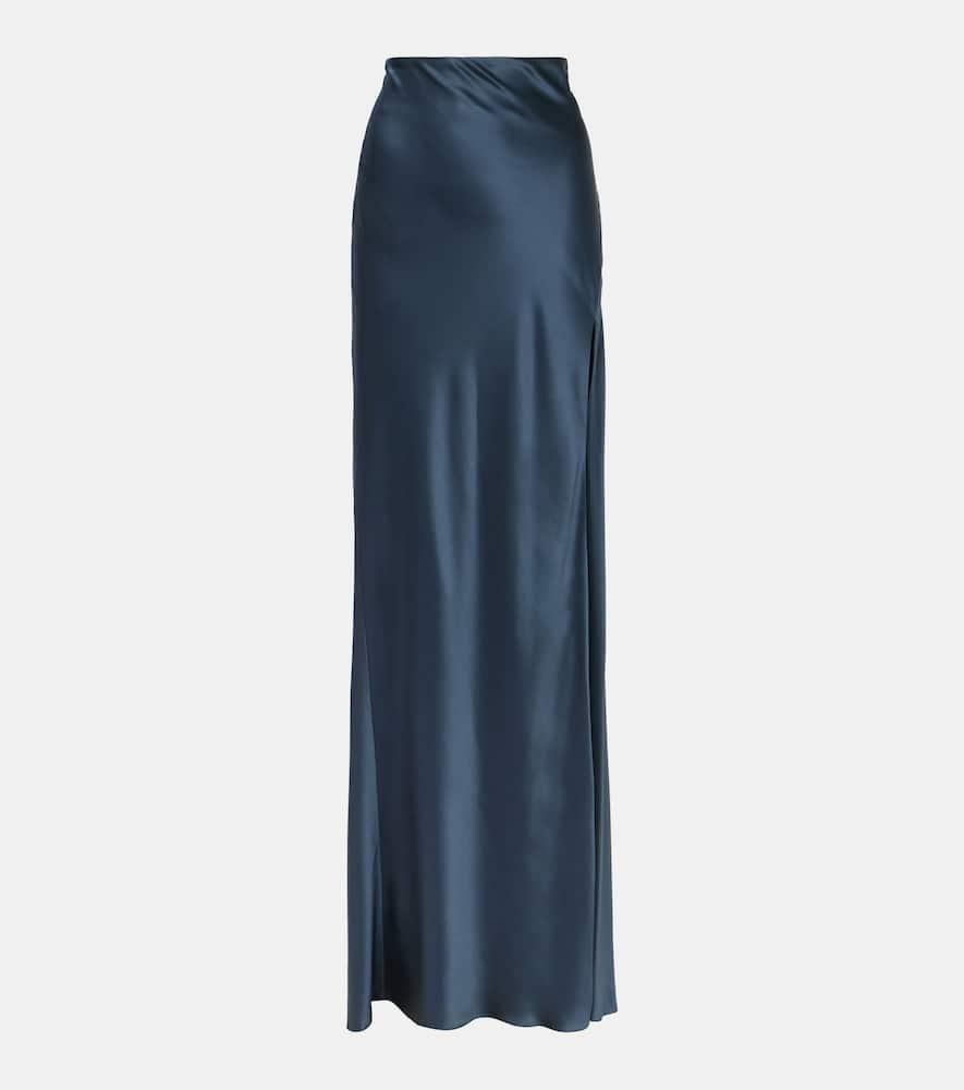 the sei asymmetric silk satin maxi skirt