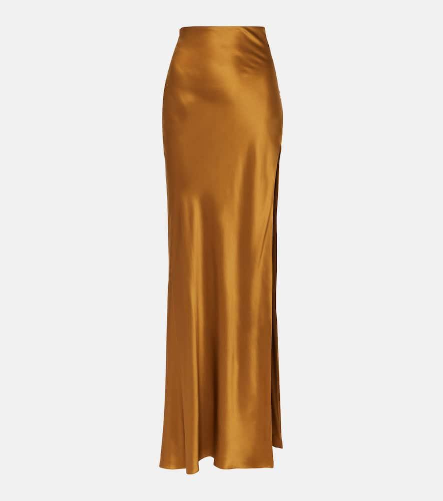 the sei asymmetric silk satin maxi skirt