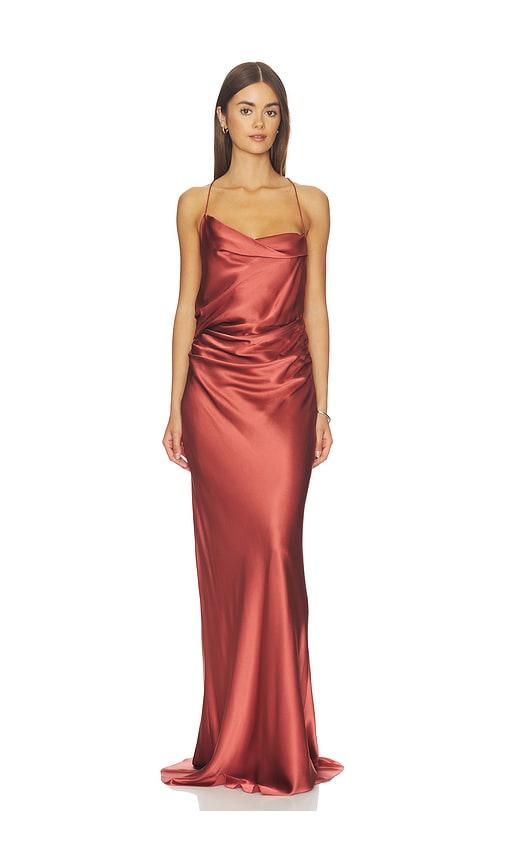the sei cowl bias gown in rose.