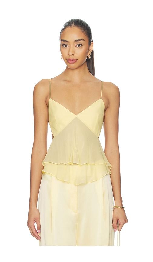 the sei cut out ruffle cami in yellow.