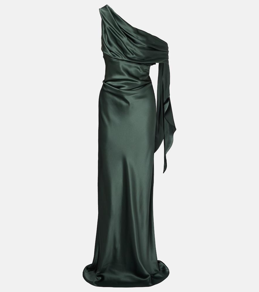 the sei draped asymmetric silk satin gown