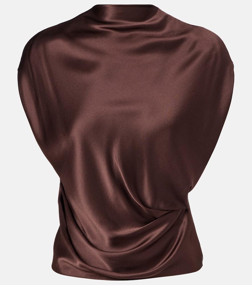the sei draped silk satin top