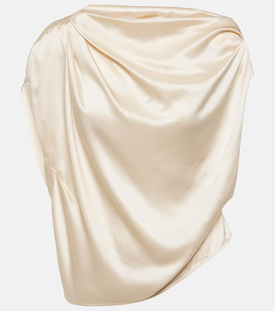 the sei draped silk satin top