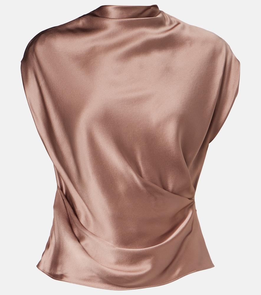 the sei draped silk satin top