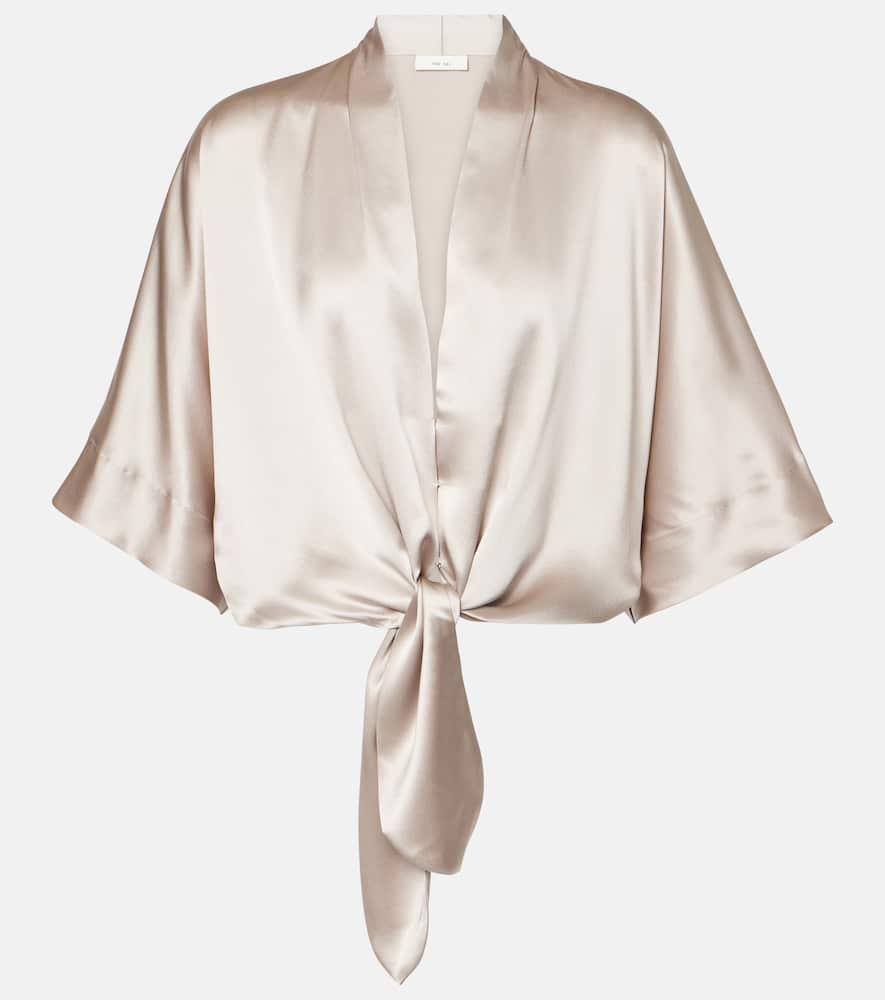 the sei gathered silk satin blouse