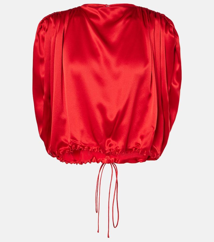 the sei gathered silk satin crop top
