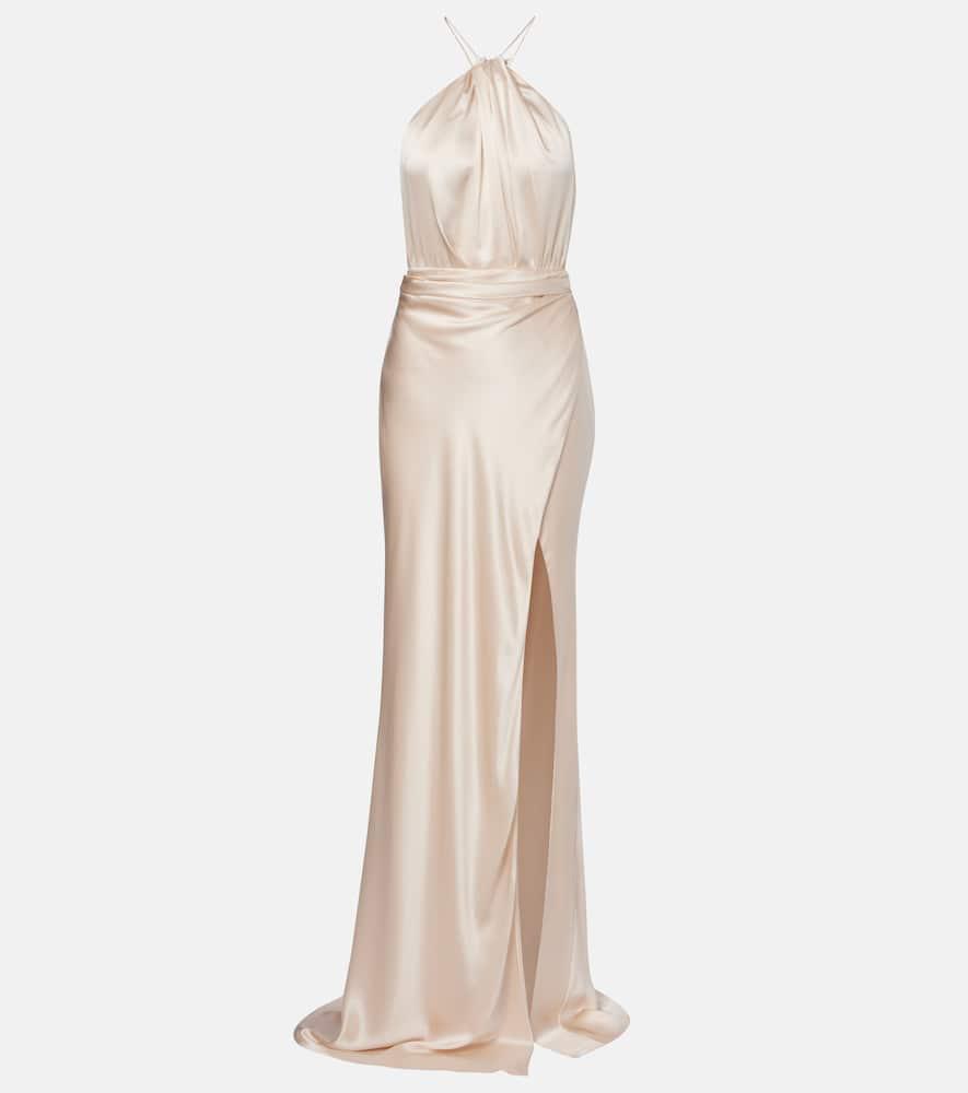 the sei halterneck silk satin gown