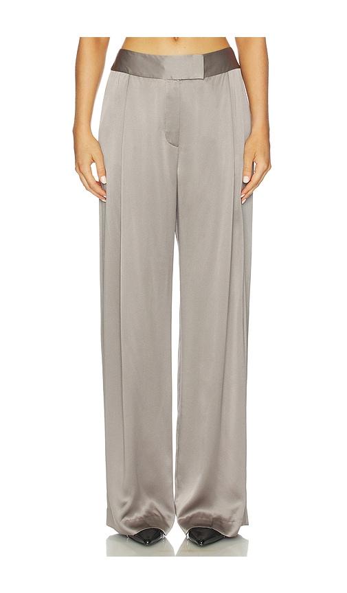 the sei relaxed trouser in metallic silver, grey.