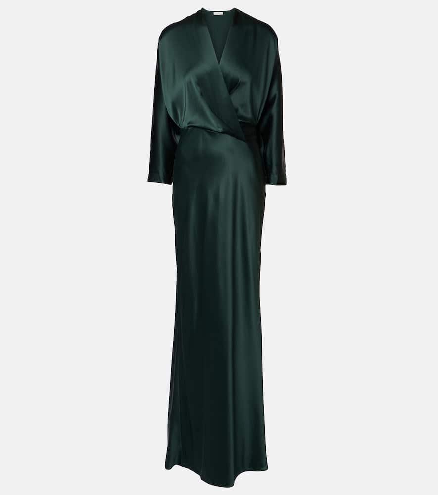 the sei silk satin wrap gown