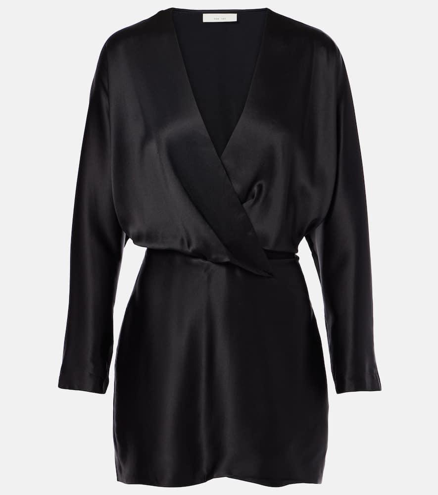 the sei silk satin wrap minidress