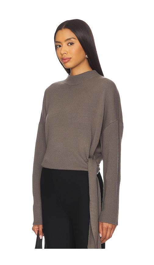 the sei sweater with side tie in grey.