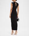 the serena v neck dress with center drape and swirl