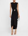 the serena v neck dress with center drape and swirl