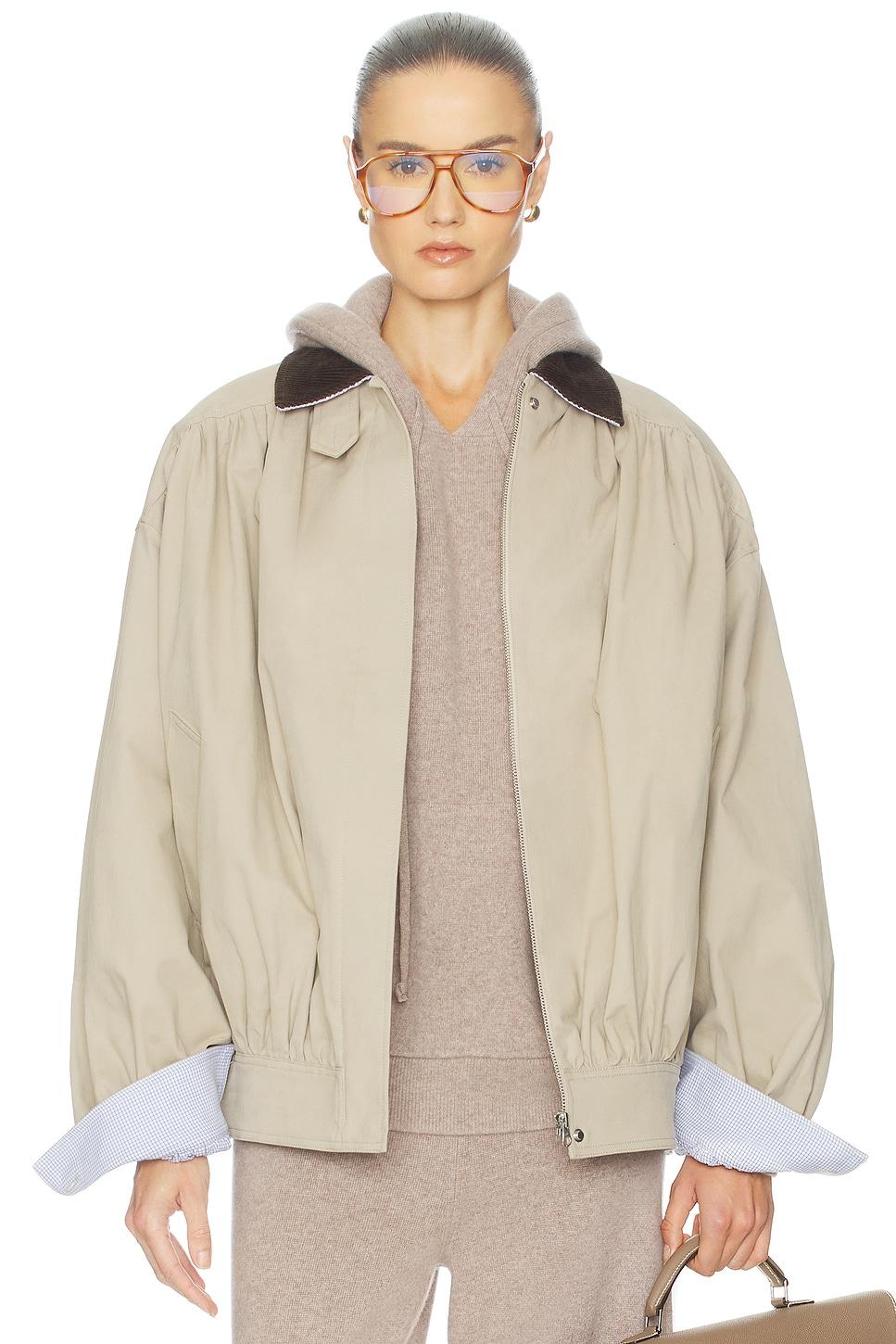 the shirred bomber jacket with corduroy collar