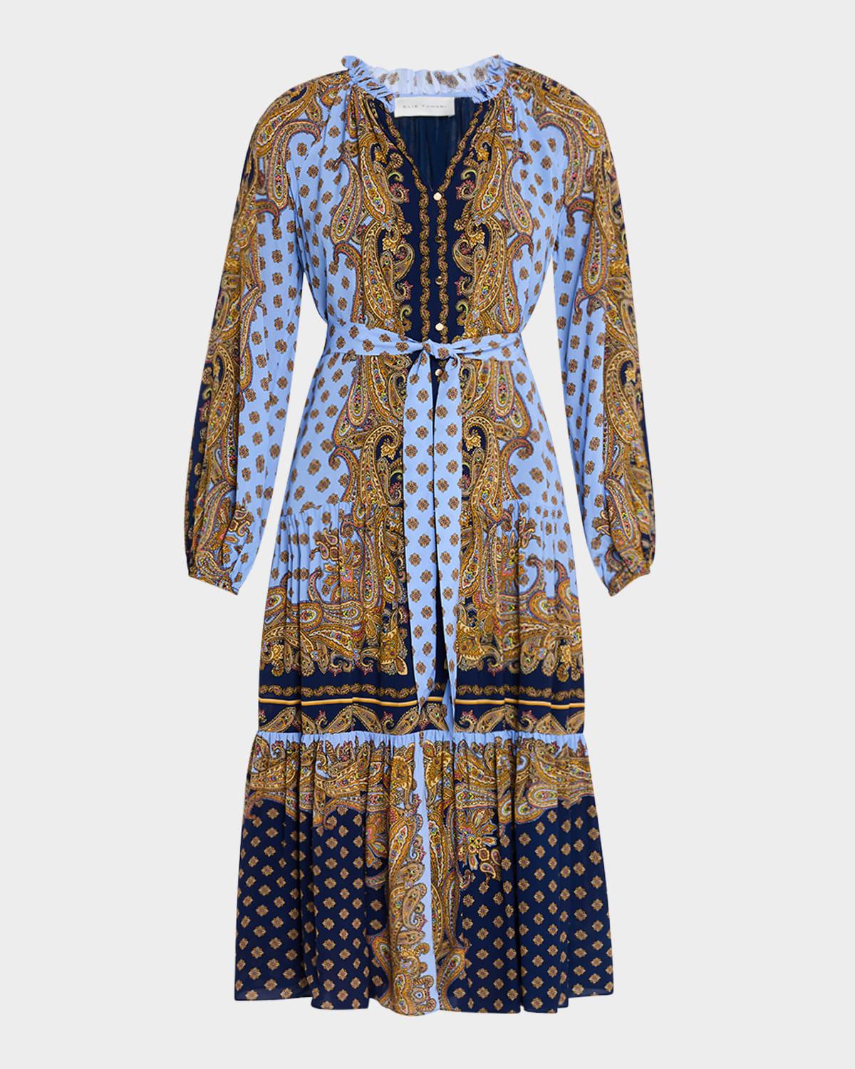 the sienna tiered paisley-print midi dress