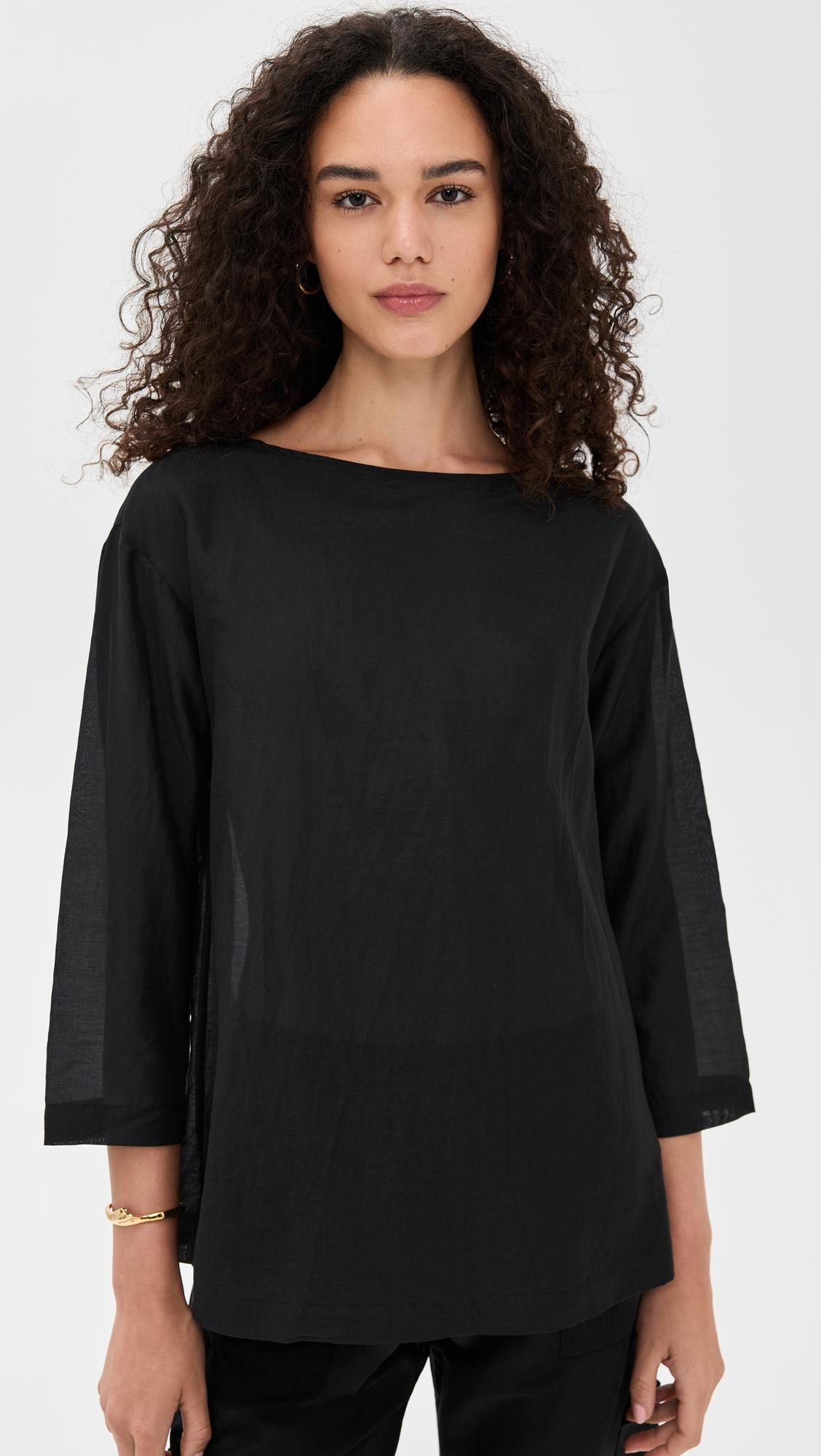 the silk cotton sheer boatneck shirt