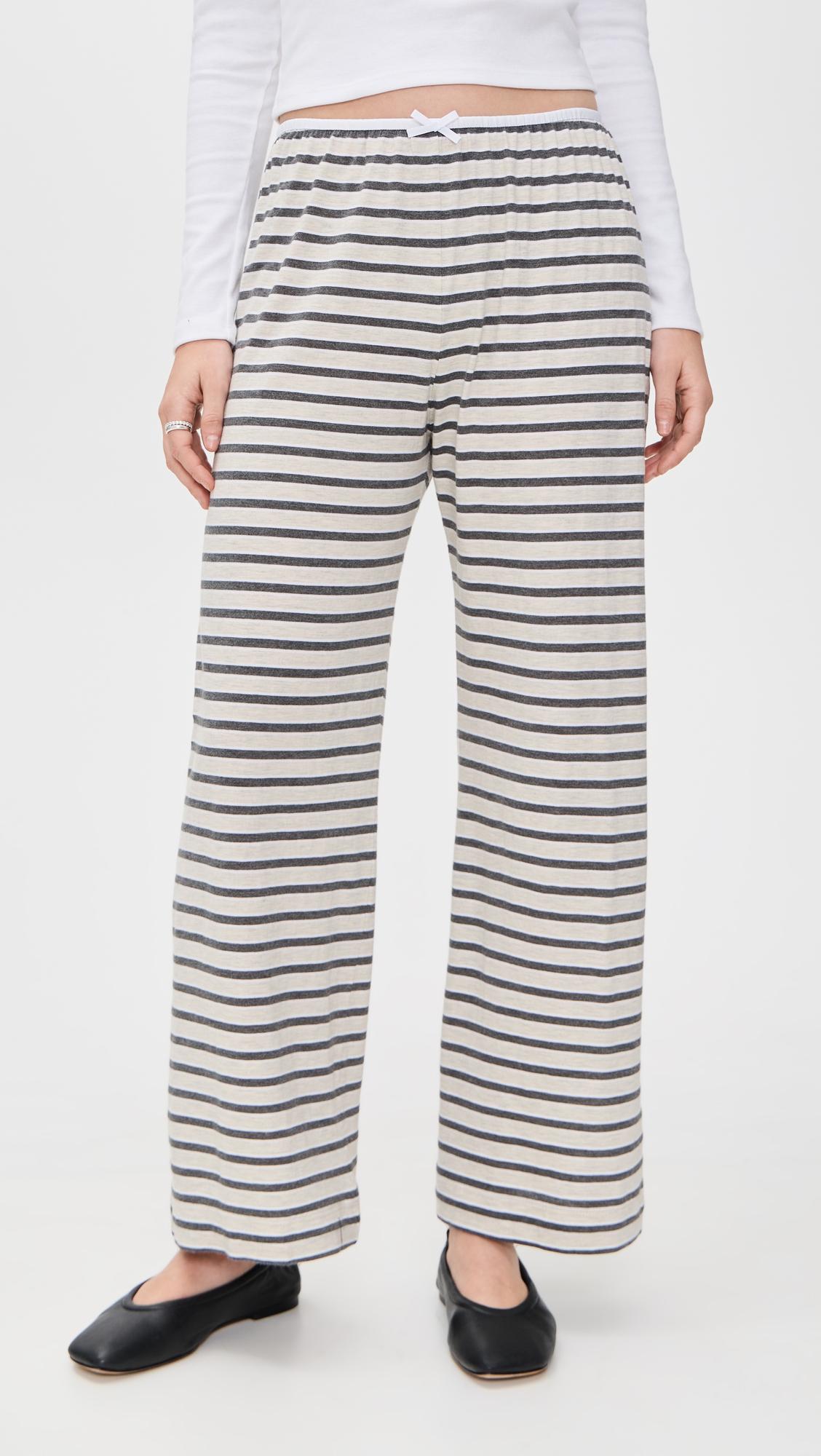 the stripe jersey bow simple pants
