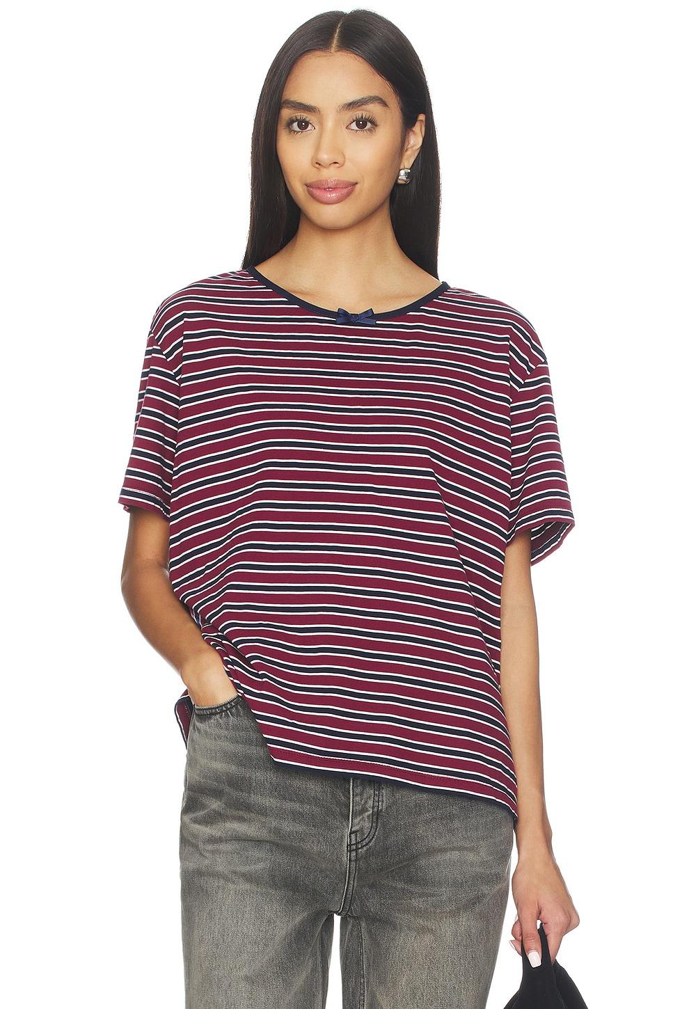 the stripe jersey oversized bow tee
