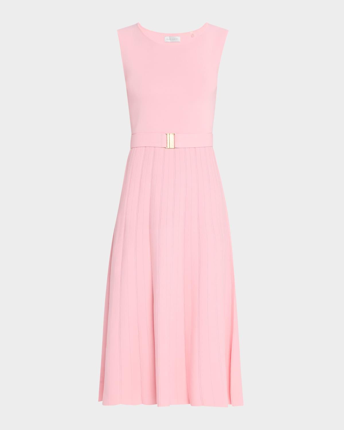 the sumner sleeveless belted midi sweater dress
