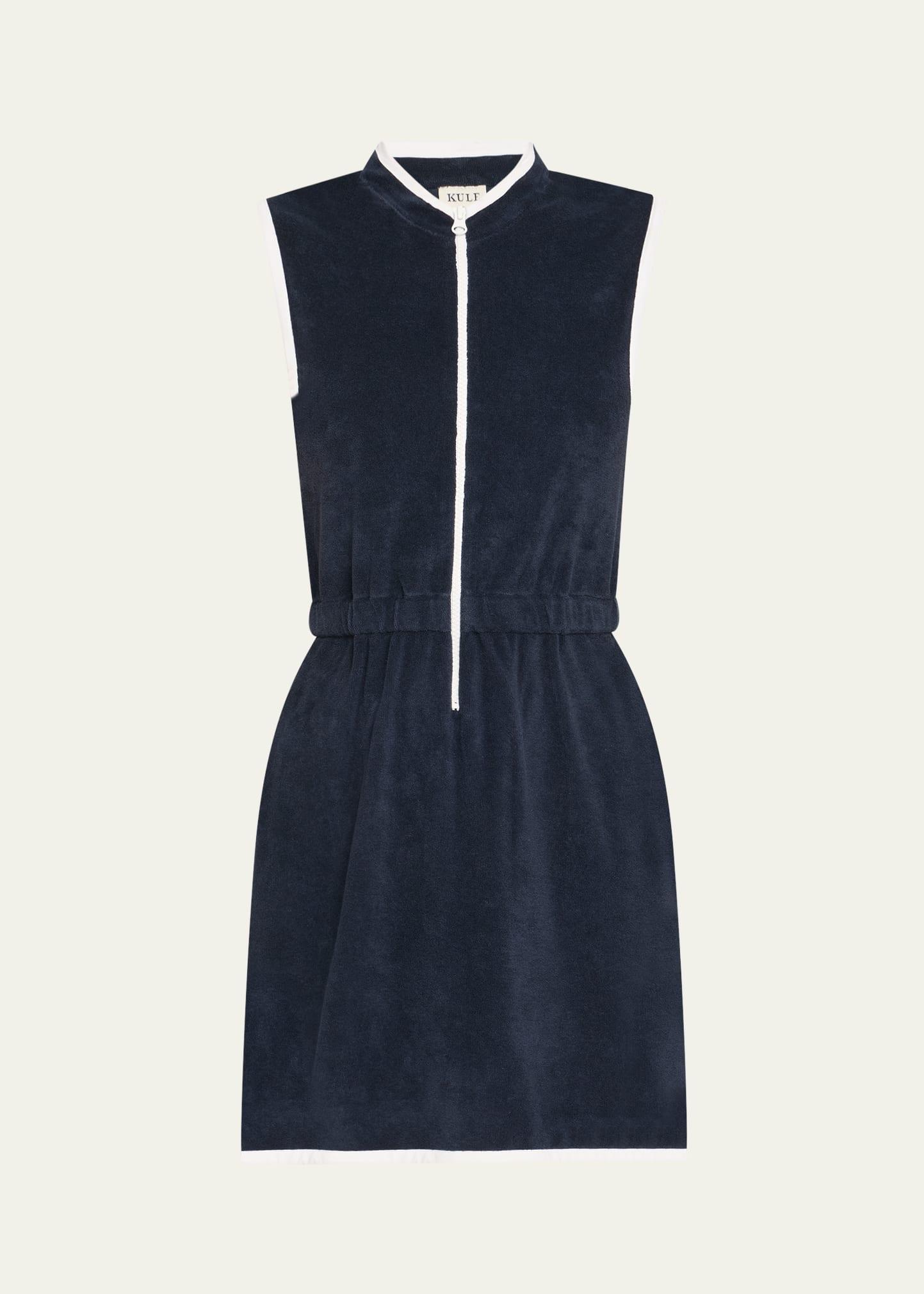 the terry cotton-blend zip-front mini dress