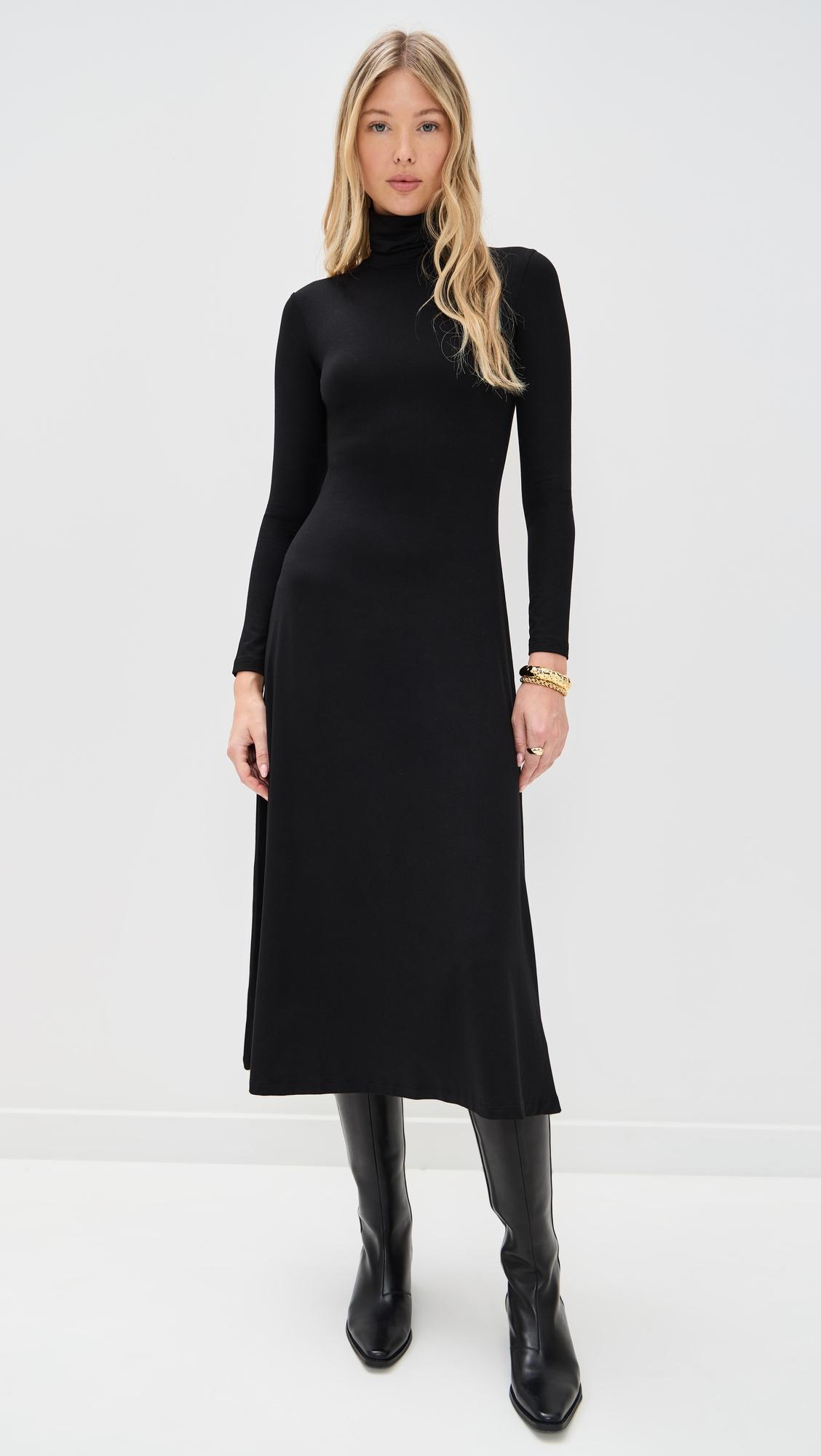 the turtleneck dress in black