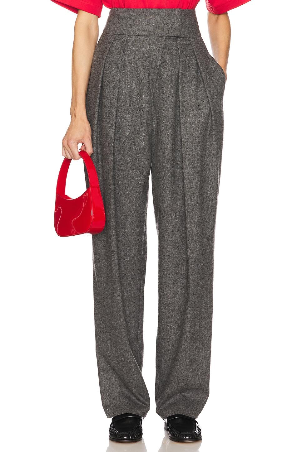 the tweed high waisted pleated trouser
