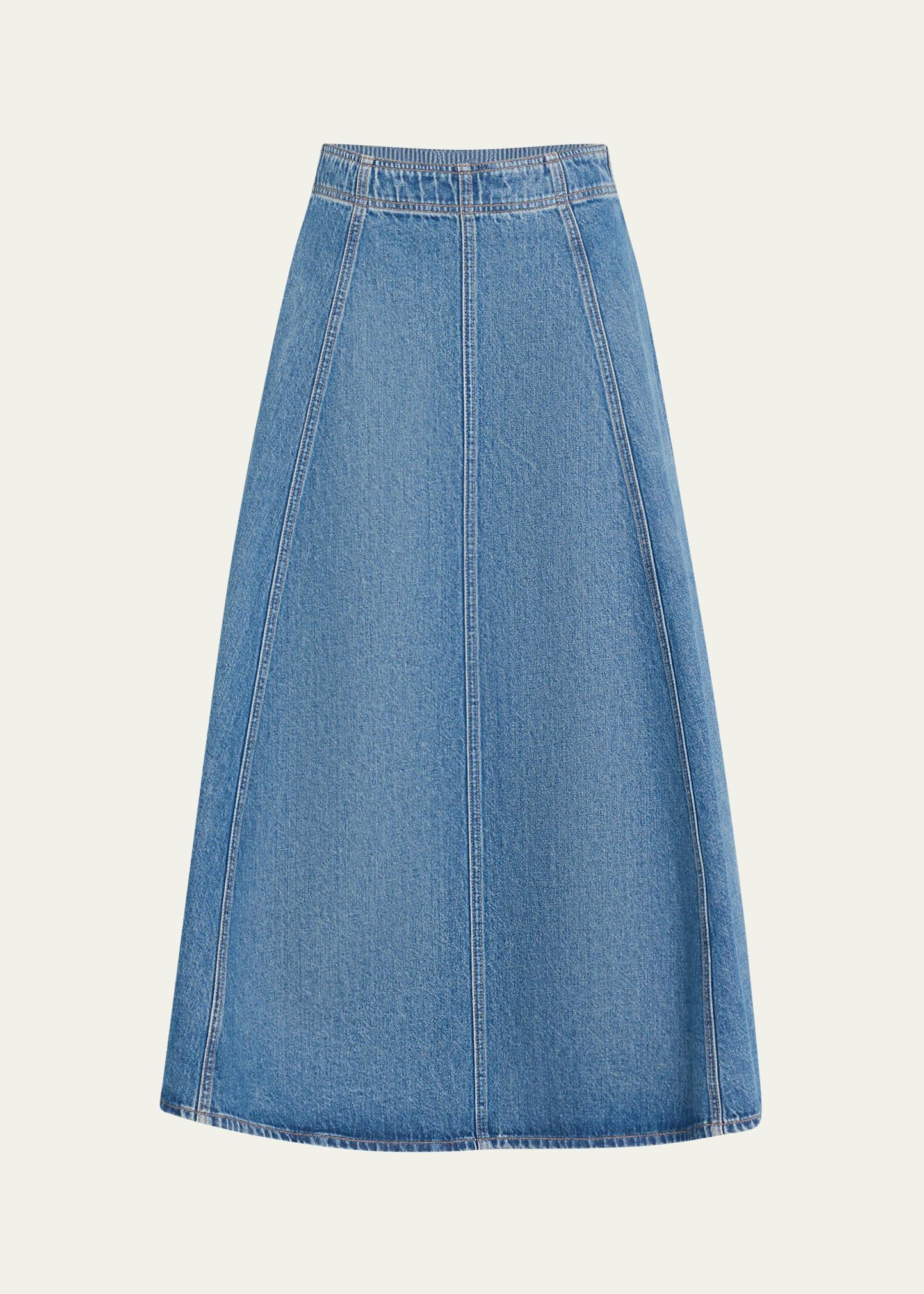 the uma denim midi skirt