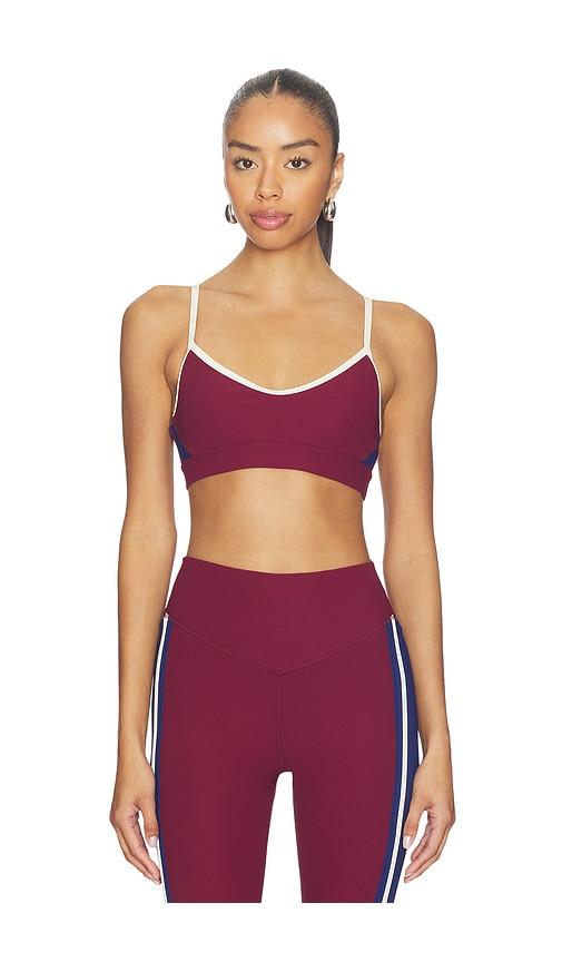 the upside adesa scoop danni sports bra in burgundy.