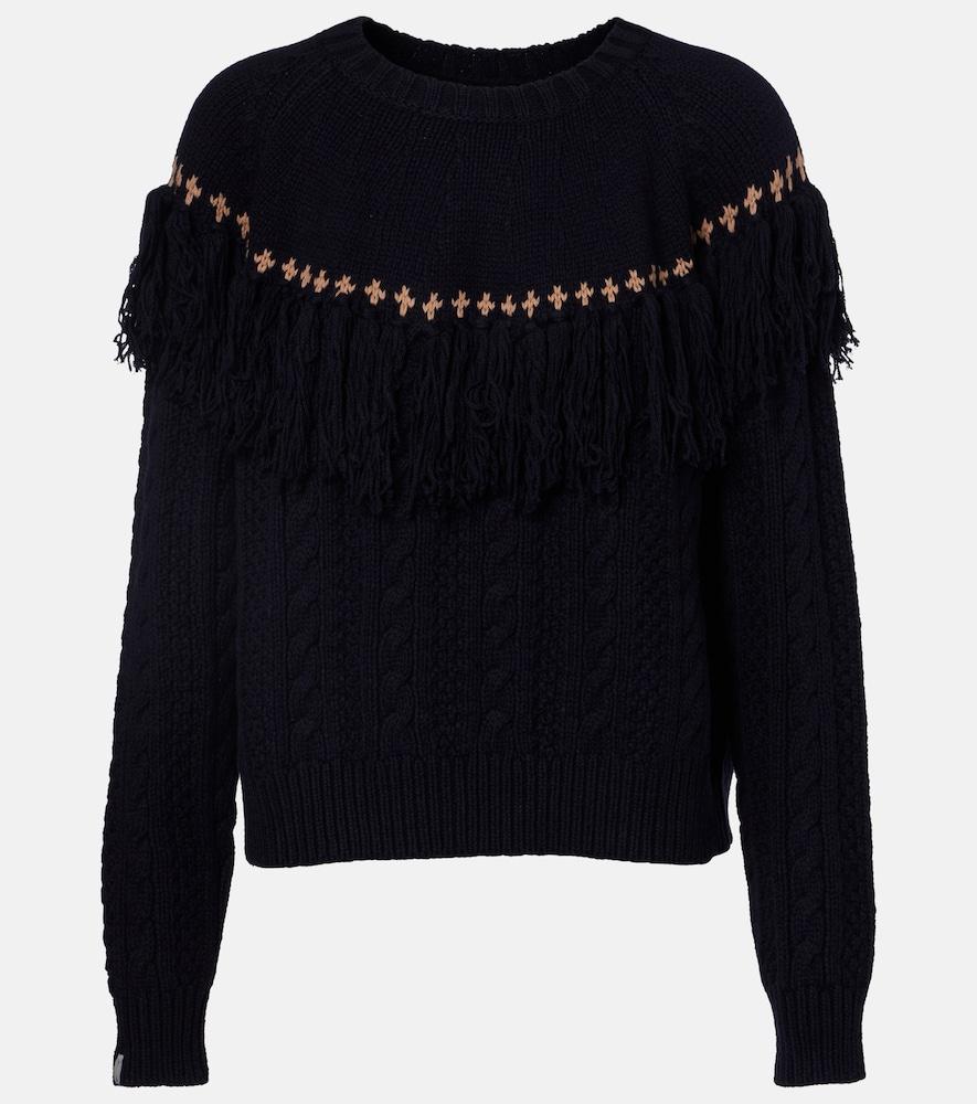 the upside clara fringed wool and cotton sweater