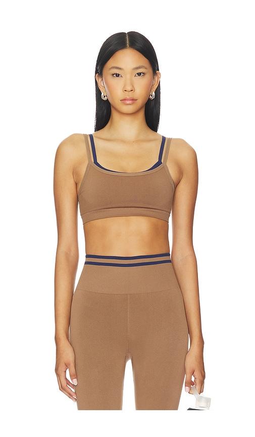 the upside form seamless kelsey sports bra in brown.