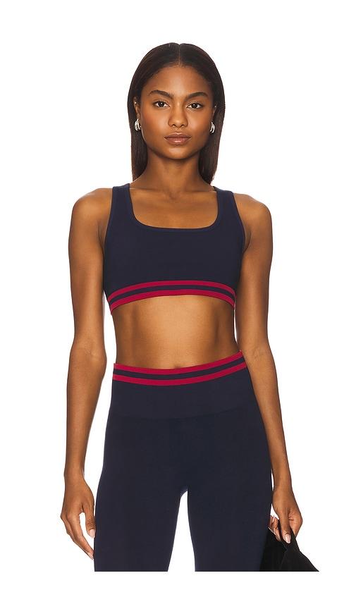 the upside jade seamless sports bra in navy.