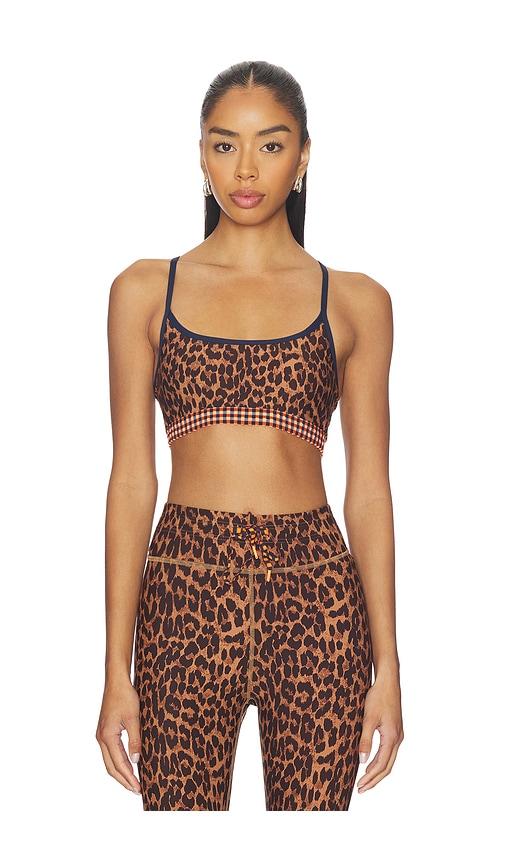 the upside malawi badu crossback sports bra in brown.
