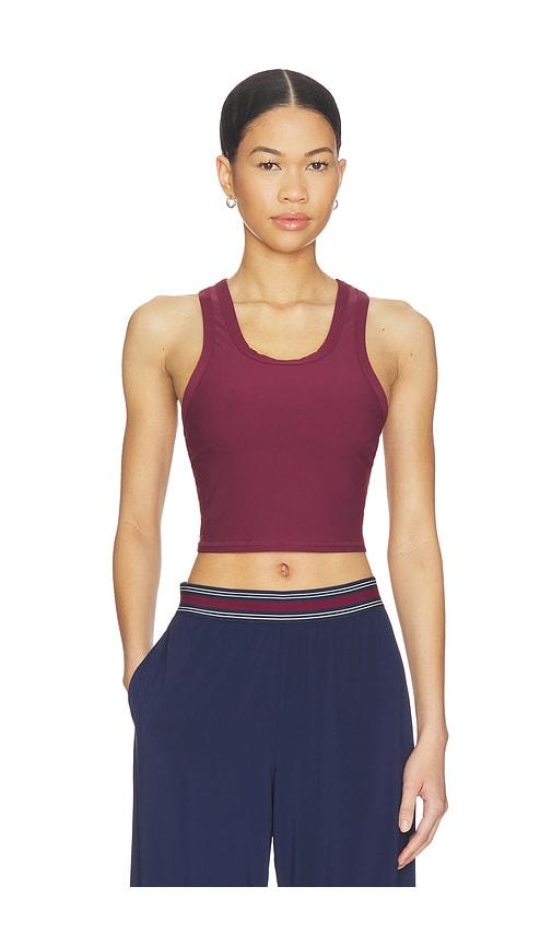 the upside peached sophie crop top in burgundy.