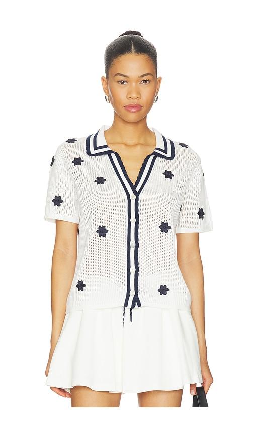 the upside piazza koa knit top in white,navy.
