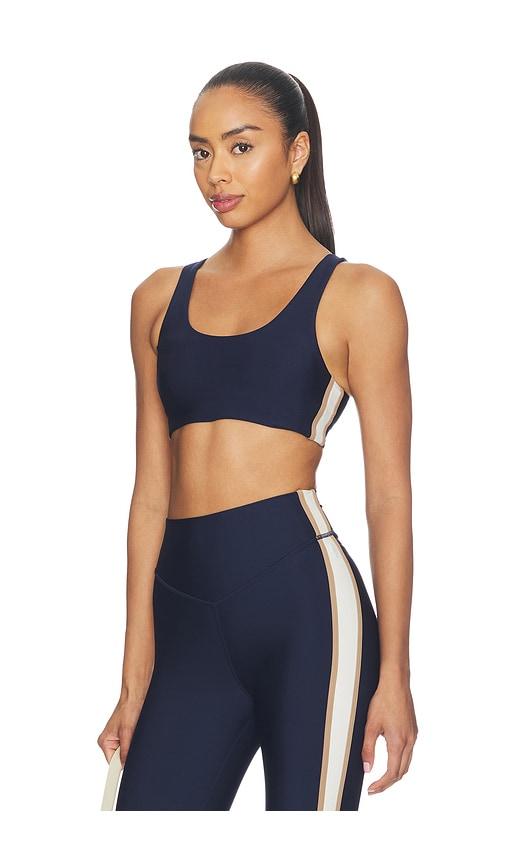 the upside toscan harley scoop sports bra in navy.