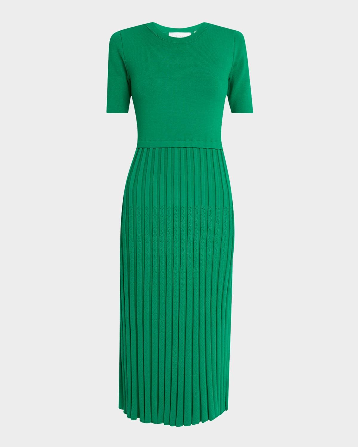 the vesper pointelle ribbed midi sweater dress