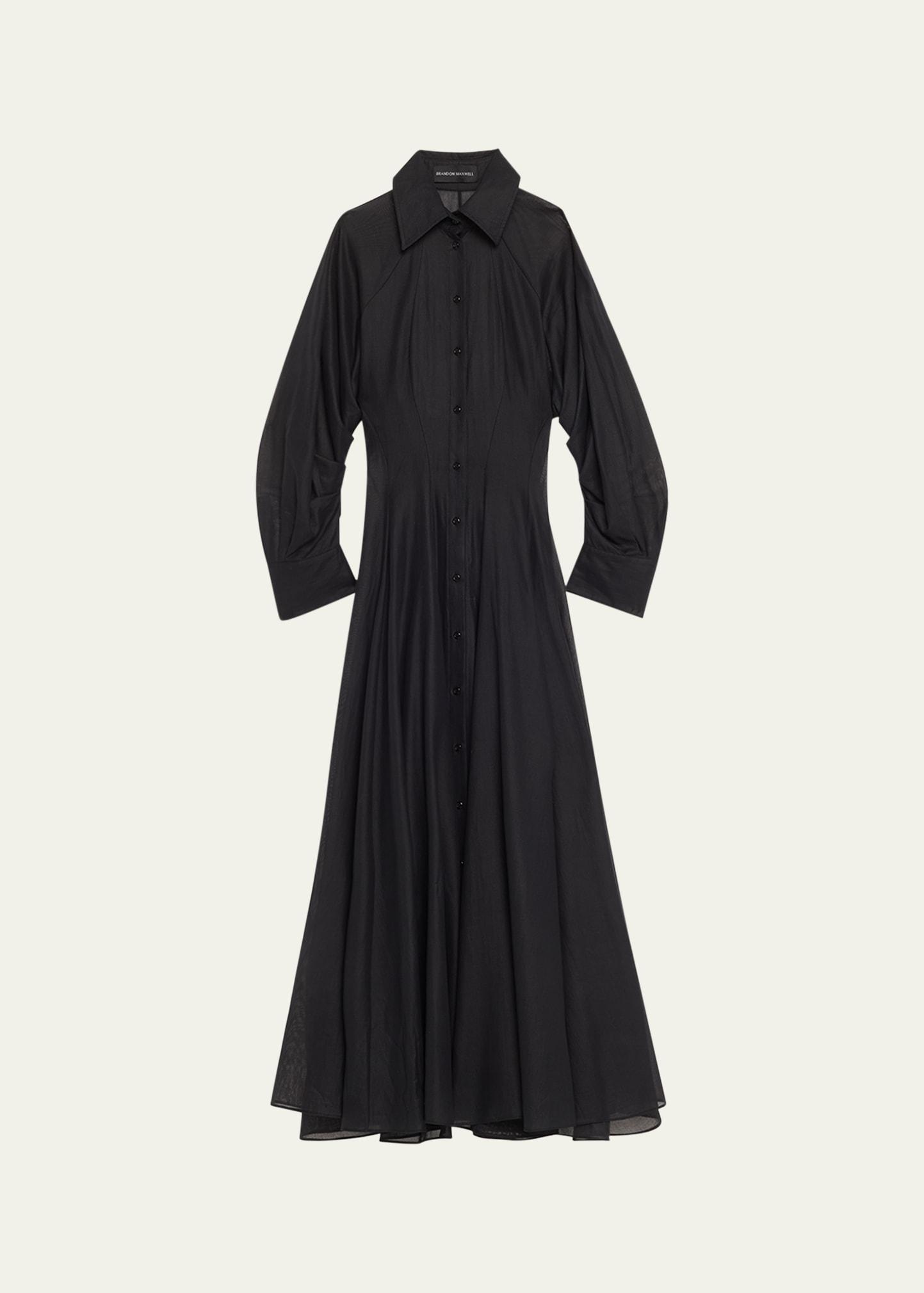 the virginia long fit-flare shirtdress with slip