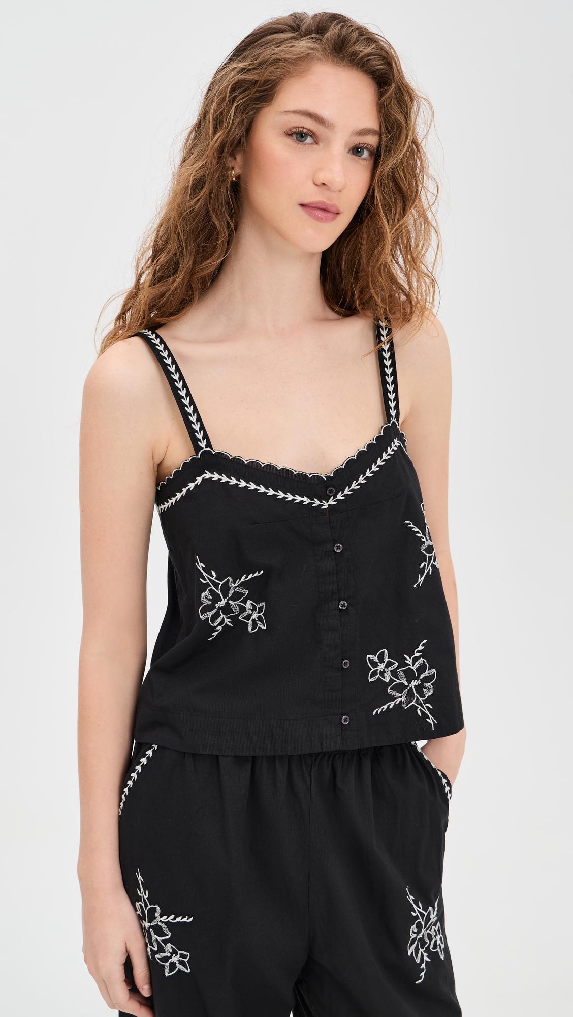 the weekend tank with hanky embroidery
