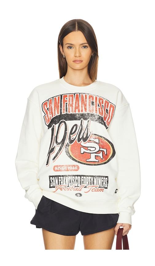the wild collective 49ers fleece vintage graphic crew in ivory.